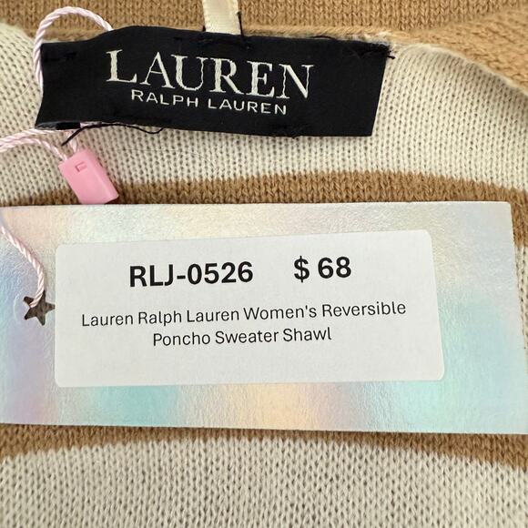 Lauren Ralph Lauren Women's Reversible Poncho Sweater Shawl - Picture 6 of 7